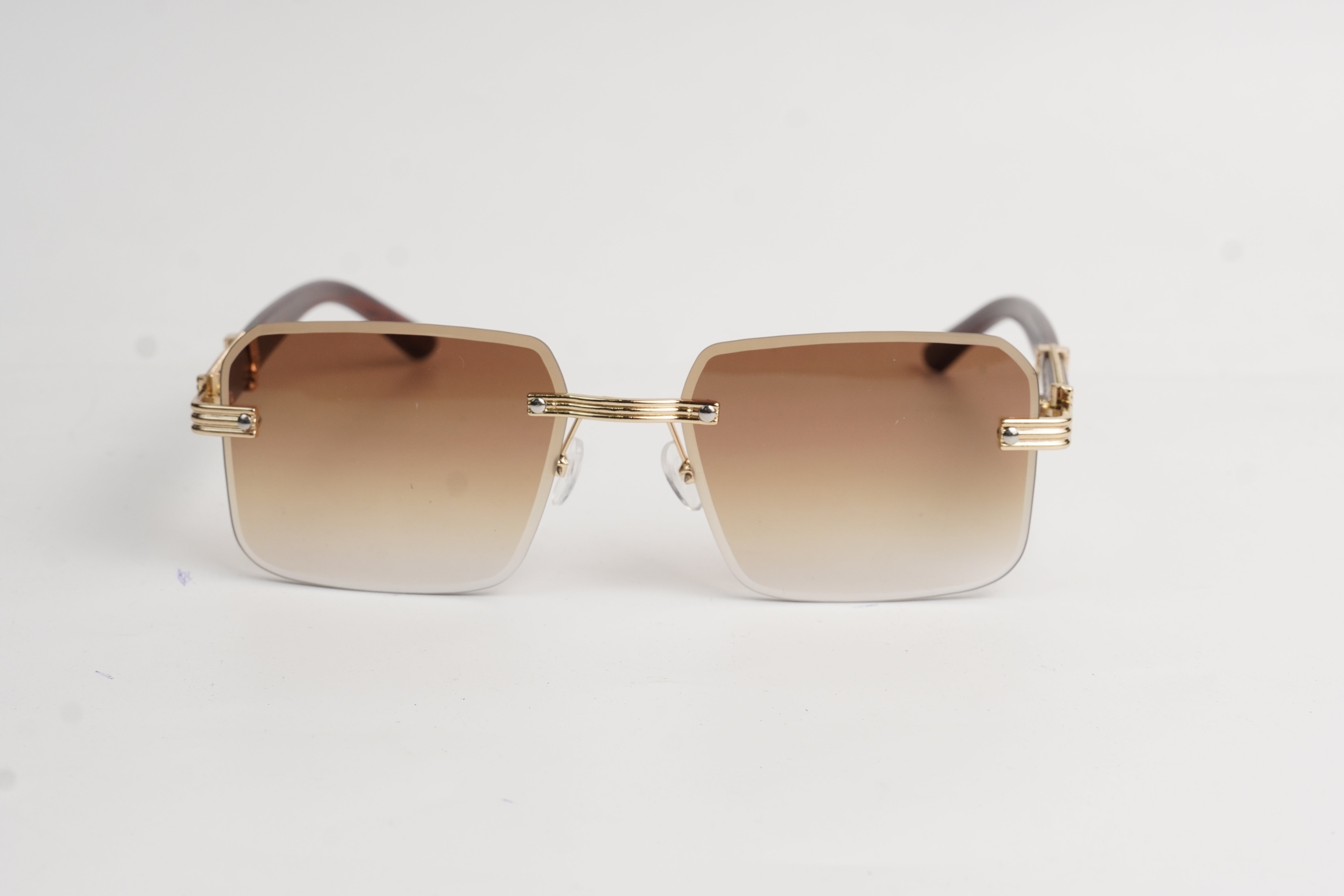 Cartier-B2-Rimless-Brown-Golden-Wooden-Sunglasses Secondary image