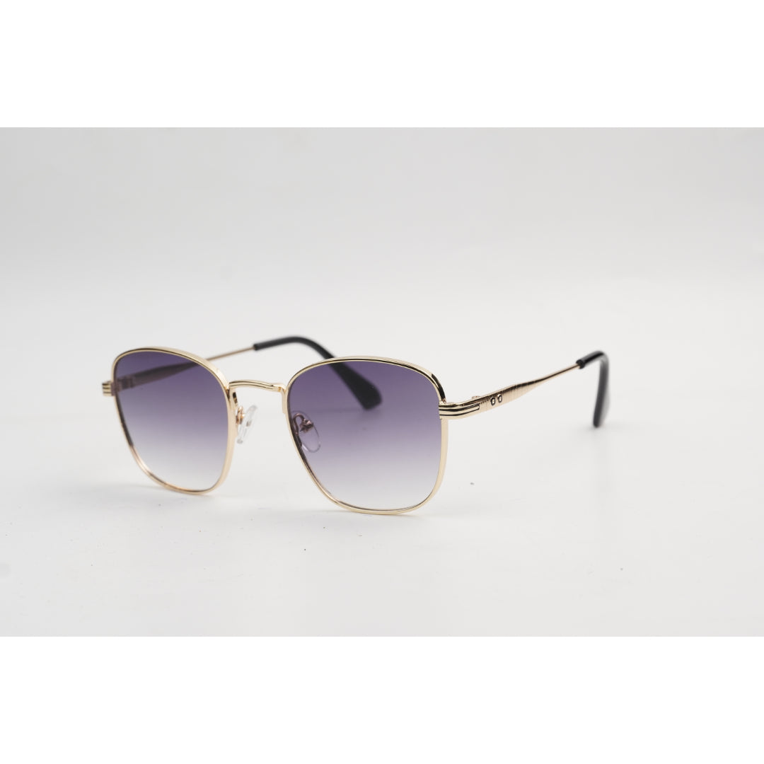 Sunglasses with gold frame and gradient lenses on a light gray background Main image