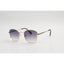 Sunglasses with gold frame and gradient lenses on a light gray background