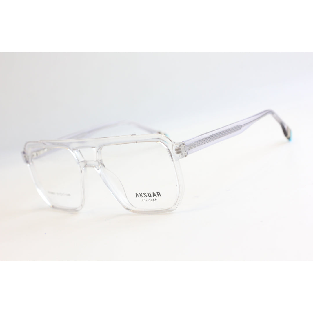 AKSDAR-0028-Greyish Transparent-Double bridge-Square-Acetate-Screen protection Main image