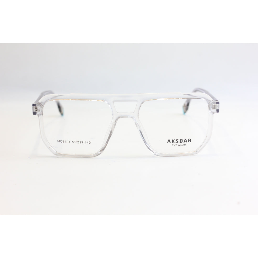 AKSDAR-0028-Greyish Transparent-Double bridge-Square-Acetate-Screen protection Secondary image